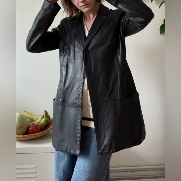 Vintage Danier Black Leather Blazer Coat – Women’s Small - Picture 3 of 7